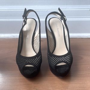 Enzo Angiolini high heeled, black dress shoes.